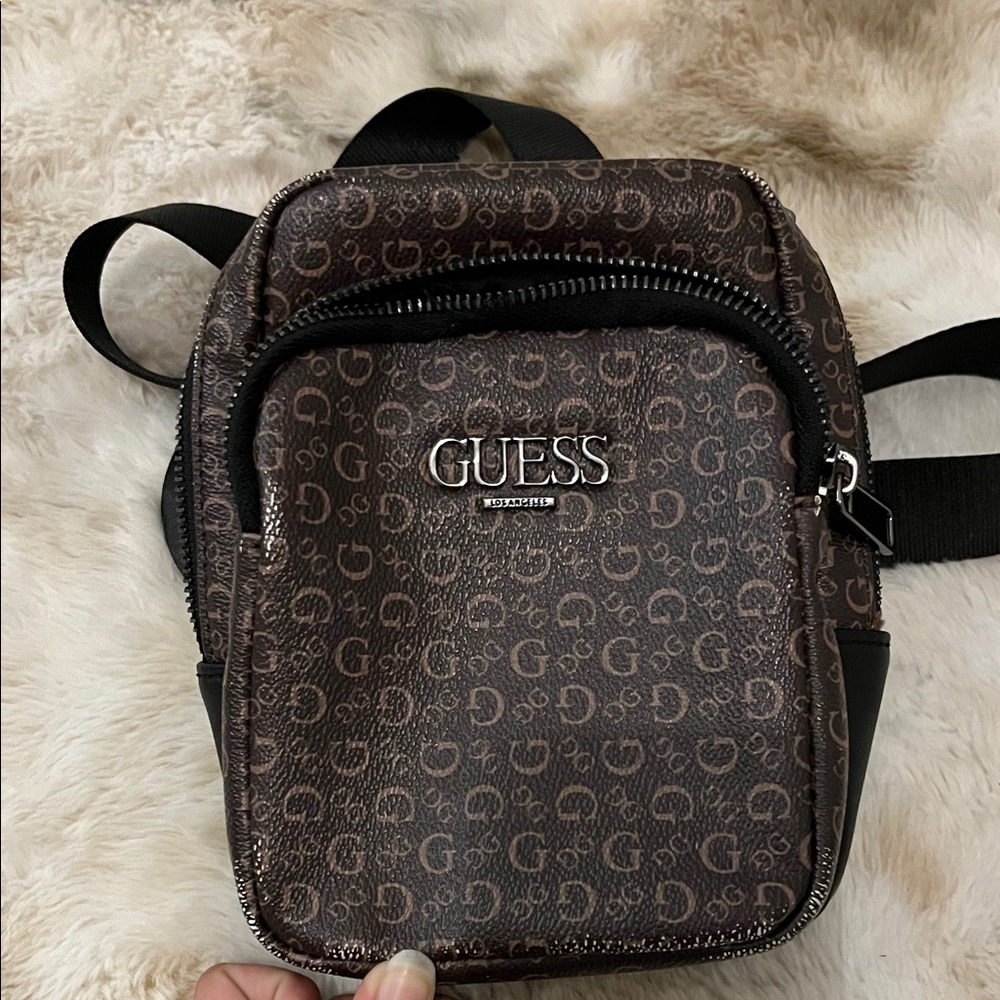 GUESS Monogram Brown Belt Bag